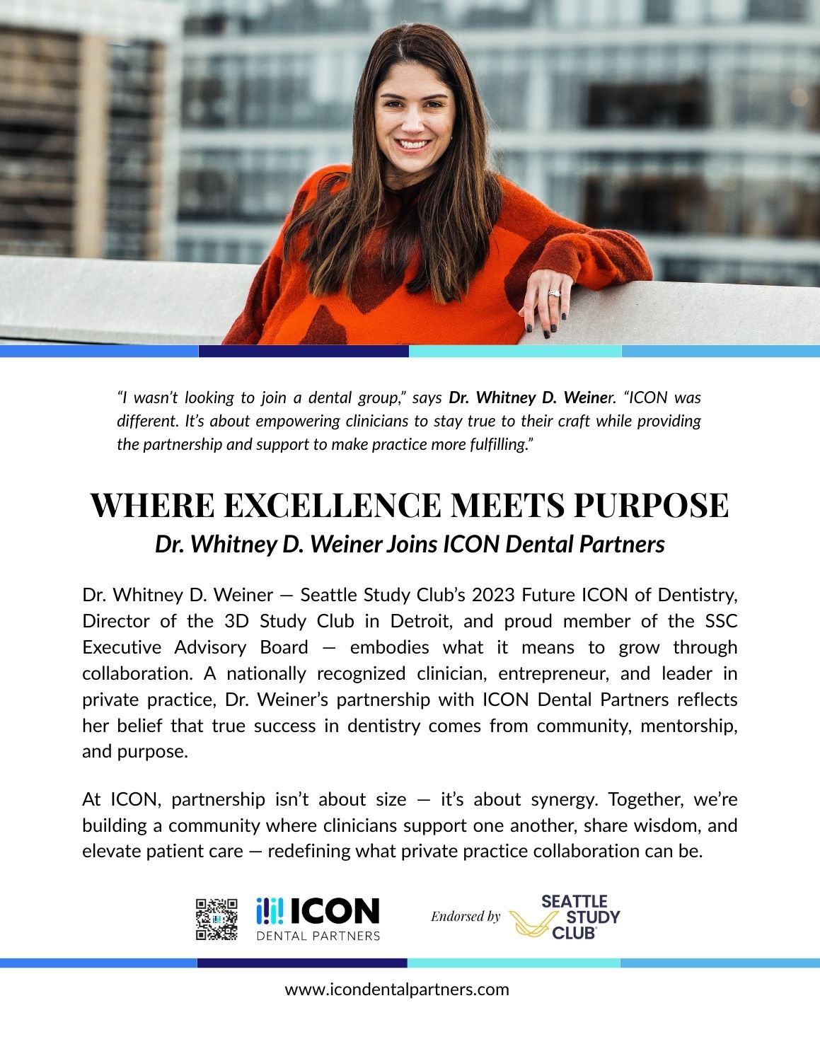 Press Release for Dr. Whitney D. Weiner joining ICON Dental Partners